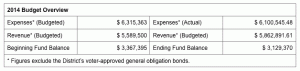 2014 Budget Overview table